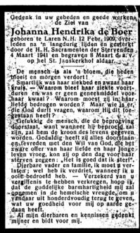 Boer, Johanna Hendrika de - 1909 (1)